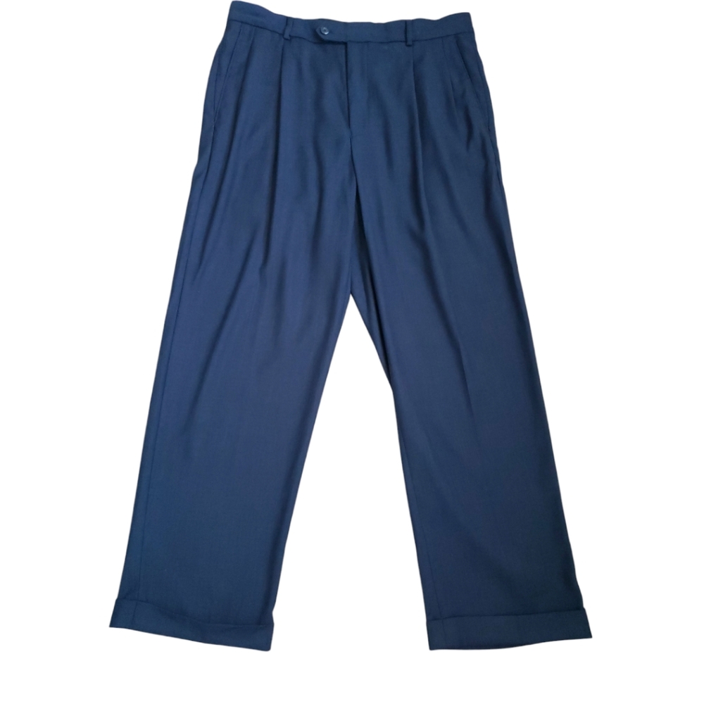 ☕ Stafford Pleated Dark Blue Pants 34 x 30